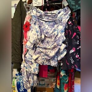 Fashion Nova Purple and White Floral Mini Skirt Set